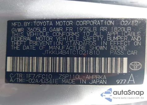 2012 Scion Xd Release Series 4.0 z USA, uszkodzony, nr VIN JTKKU4B41C1021810